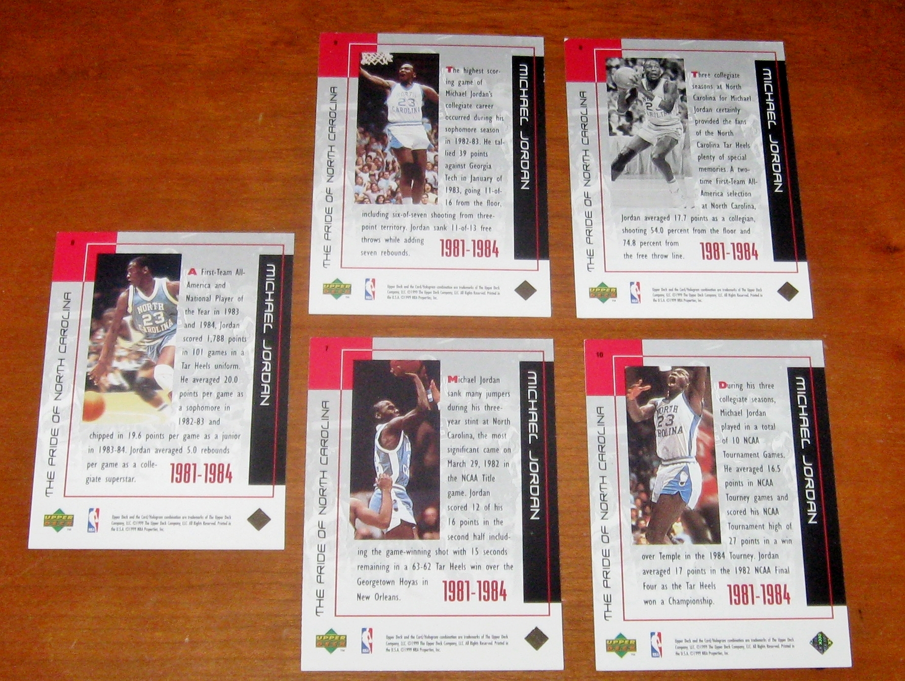 Michael Jordan 5 Pride of North Carolina Basketball Cards - Image 2